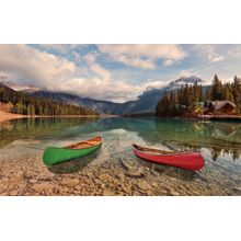 Two Canoes on Emerald Lake Wall Mural