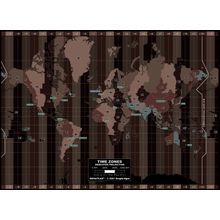Time Zones Map - Dark Wall Mural