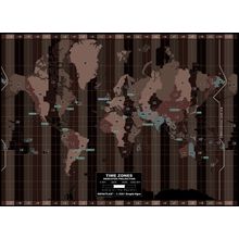 Time Zones Map - Dark Wallpaper Mural