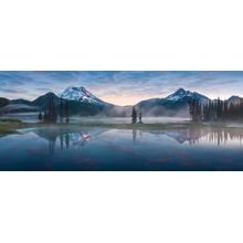 South Sister And Broken Top Reflect Over Calm Waters Of Sparks Lake Wall Mural