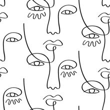 Glamour Face Line Doodle Pattern Wallpaper