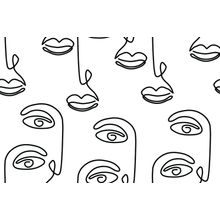Abstract Seamless Face Line Art Pattern Wallpaper