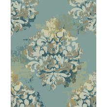 Decadent Decay Blue Damask Wallpaper
