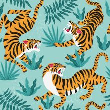 Crouching Tiger Pattern Wallpaper