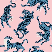 Wild Blue Tiger Pattern Wallpaper