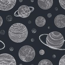 Vintage Planet Pattern Wallpaper