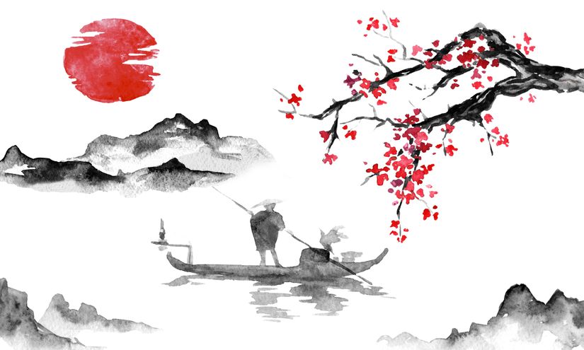 Japan Traditional Sumi-e Painting Wall Mural - Murals Your Way