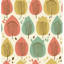 Scandinavian Leaf Pattern Wallpaper