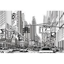 Illustration Of Street In New York City Wall Mural