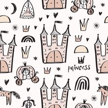 Princess Doodle Pattern Wallpaper