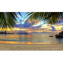 Tropical Beach At Sunset Mural Wallpaper