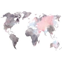 Watercolor World Map Mural Wallpaper