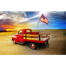 American Vintage Red Truck Wall Mural