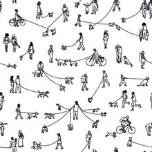 Dog Walking Pattern Wallpaper