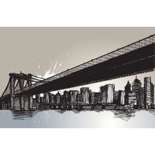 New York City Bridge Drawing Mural