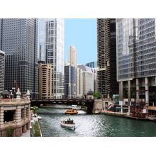 Chicago River And Skyscrapers Wall Mural