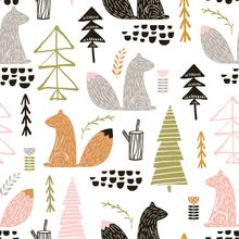 Woodland Creatures Pattern Wallpaper