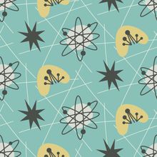 Dusty Blue Atomic Pattern Wallpaper