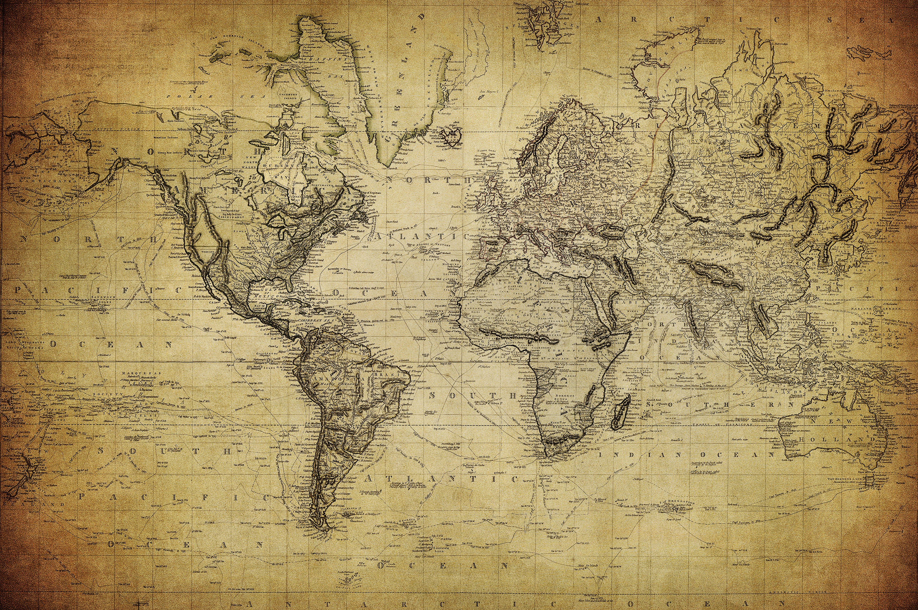 Vintage World Map 1814 Wall Mural - Murals Your Way
