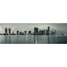 Miami City Skyline At Dusk With Urban Skyscrapers Over Sea With Reflection Wall Mural
