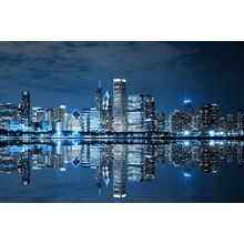 Electric Blue Chicago Mural Wallpaper