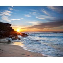 Beach Sunrise and Rushing Waves Wall Mural