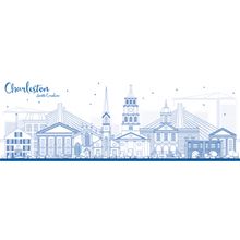 Charleston South Carolina Skyline Wall Mural