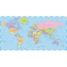 Colored World Map Wall Mural