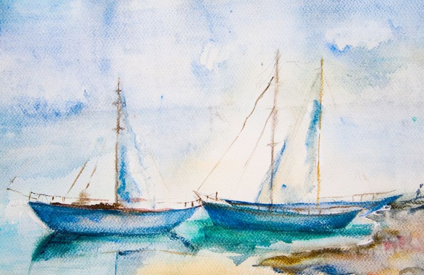Ships-At-Sea-Watercolor-Wall-Mural