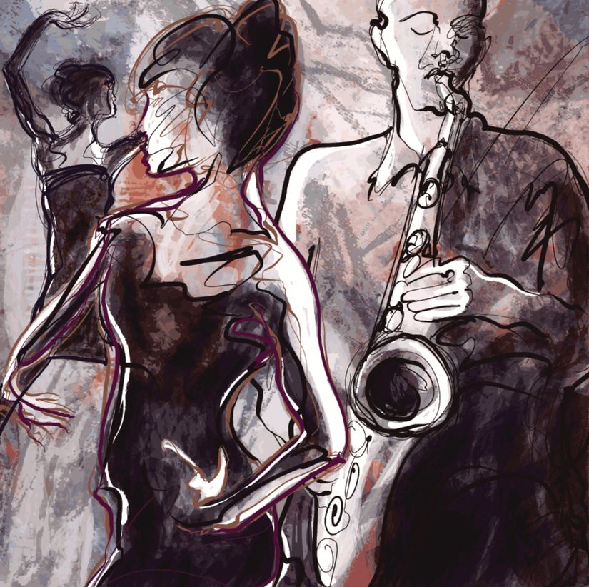 Jazz-Band-With-Dancers-Wall-Mural