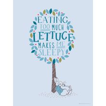 Too Much Lettuce - Peter Rabbit - Blue Wallpaper Mural
