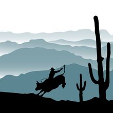 Cowboy Bull Ride Wall Mural