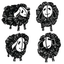 Retro Black And White Sheep Pattern Mural Wallpaper