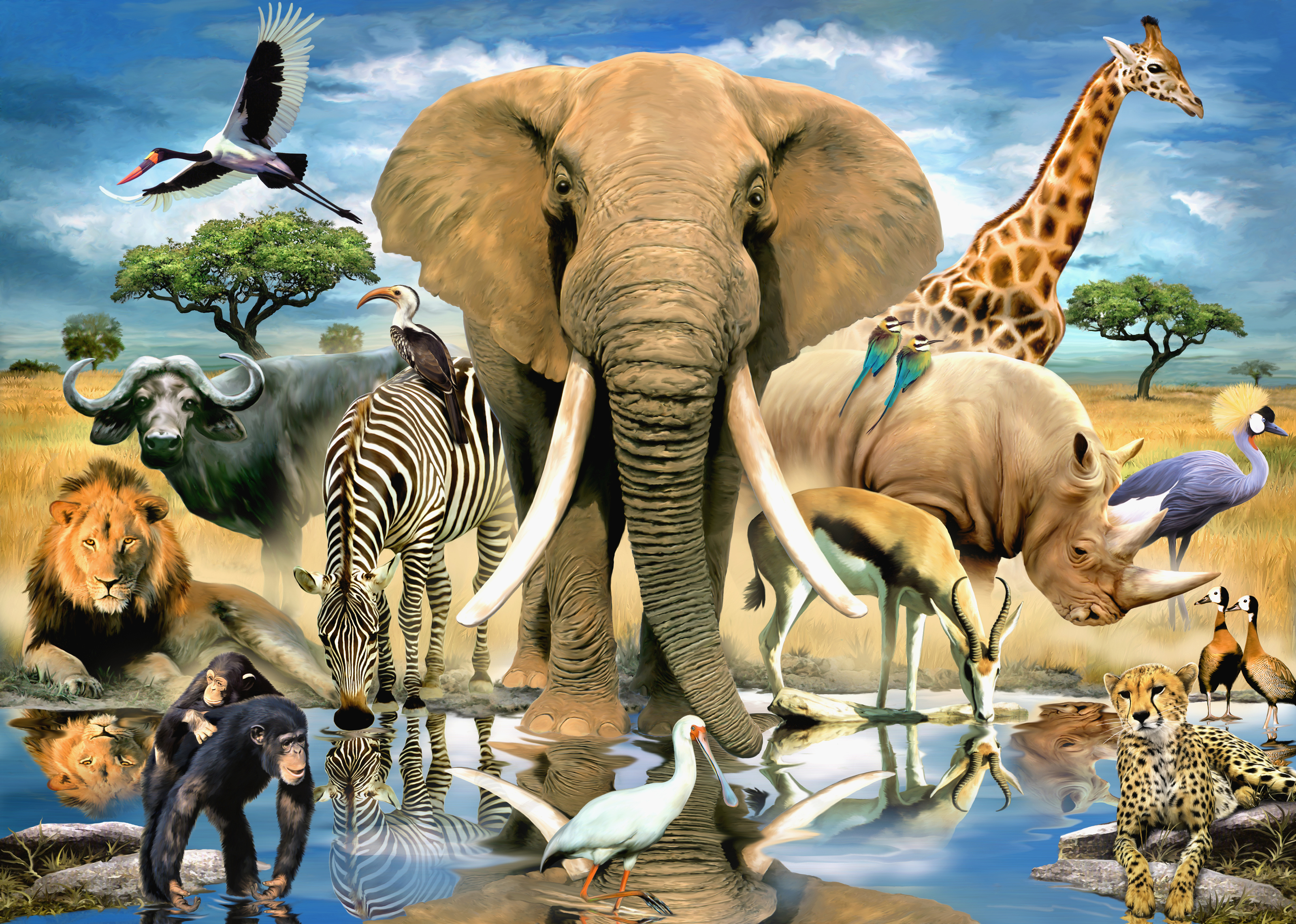 African Waterhole store Mural