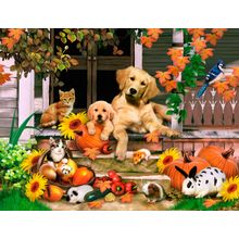 Autumn On The Porch Wall Mural