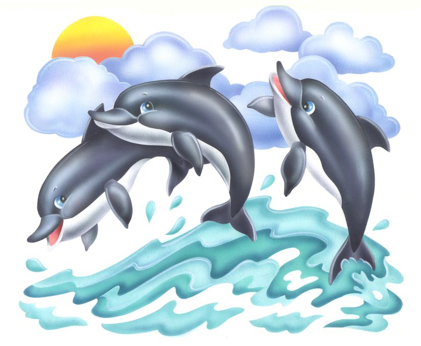 Three-Dolphins-Wallpaper-Mural