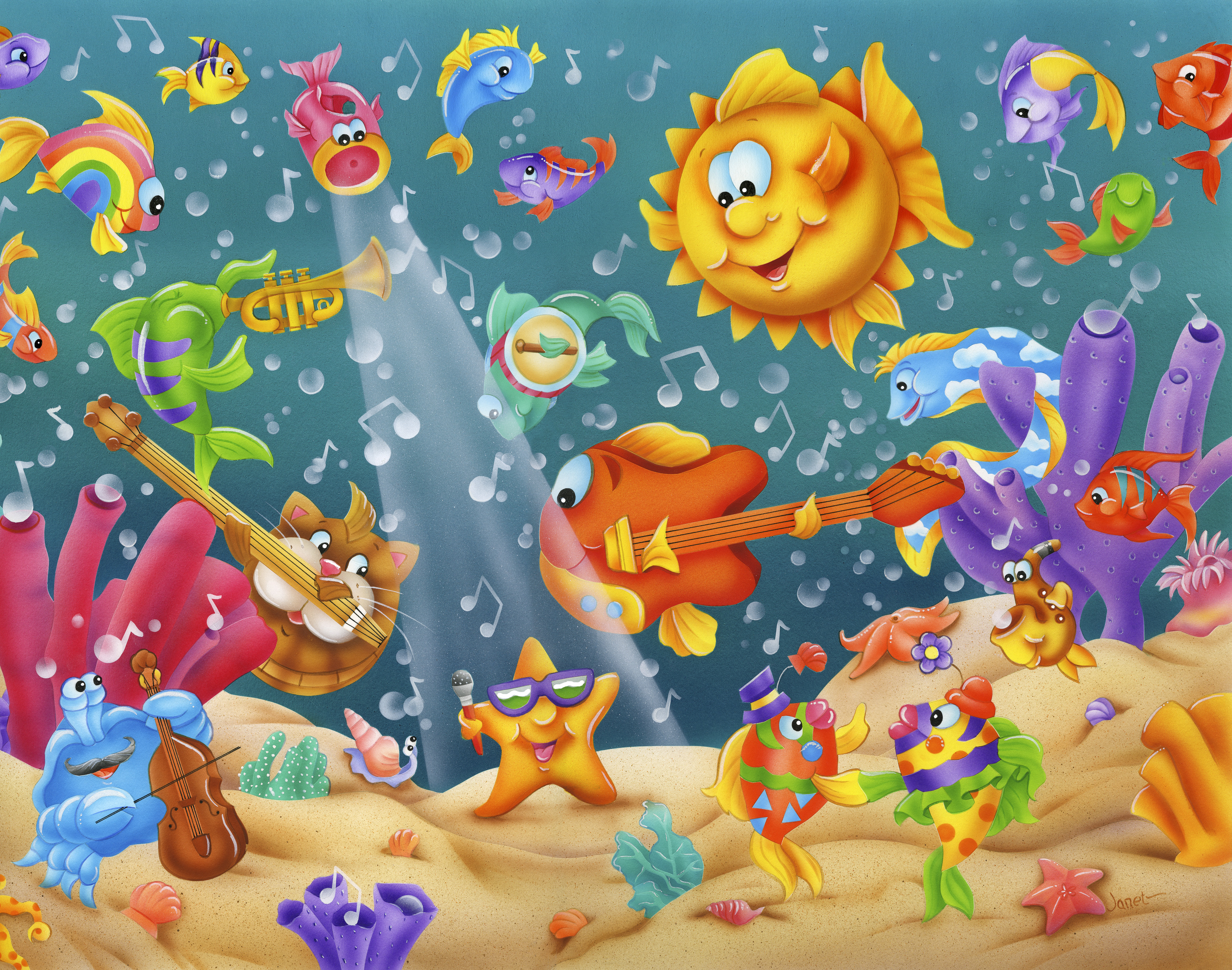 Musical Fish Mural - Janet Skiles - Murals Your Way