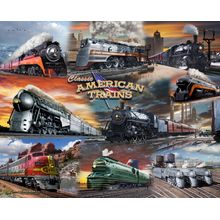 American Train Collage  Wallpaper Mural