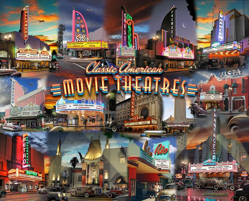 Movie Theatre Collage Wallpaper Mural - Murals Your Way