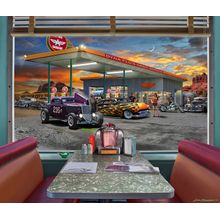 Hot Rod Diner Booth Wall Mural