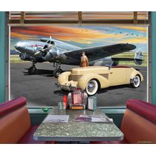Amelia Earhart Diner Booth Wall Mural