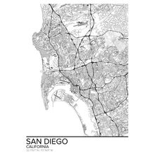 Map Of San Diego, CA Wallpaper Mural