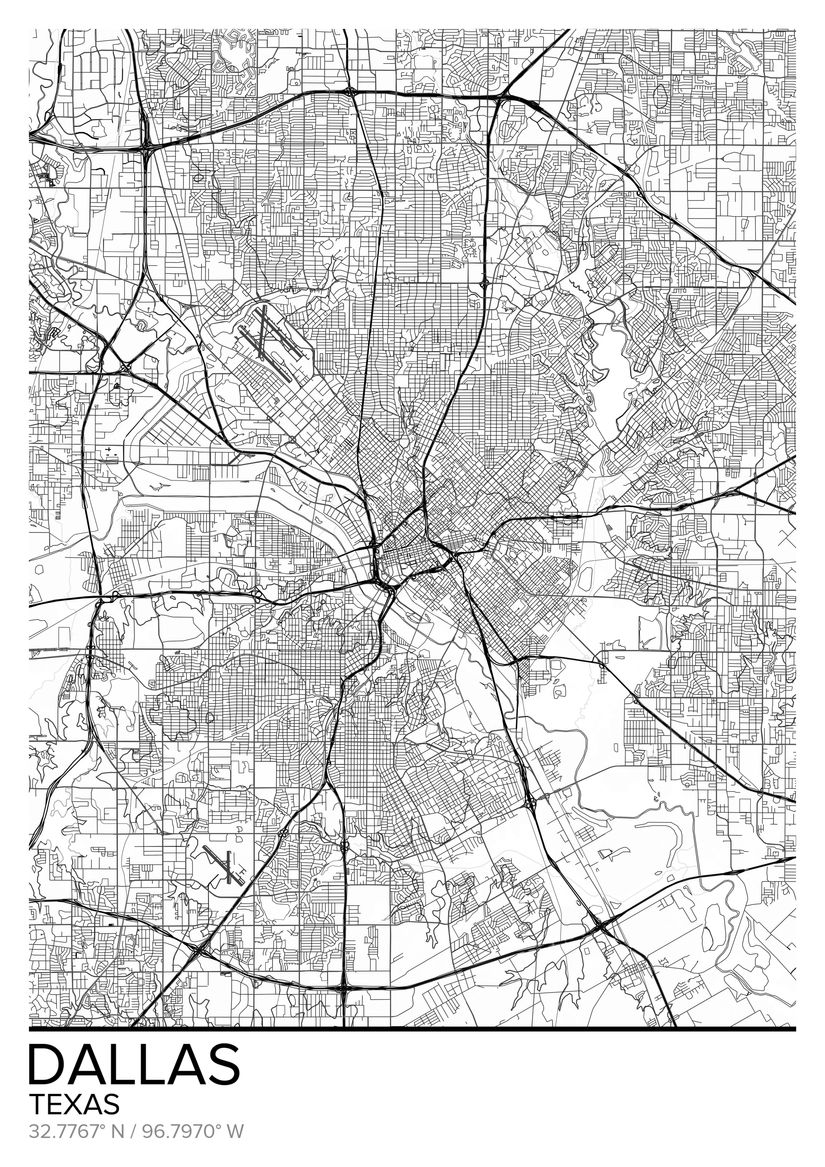 Map of Dallas, TX, Texas