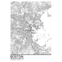 Map Of Boston Massachusetts Wallpaper Mural