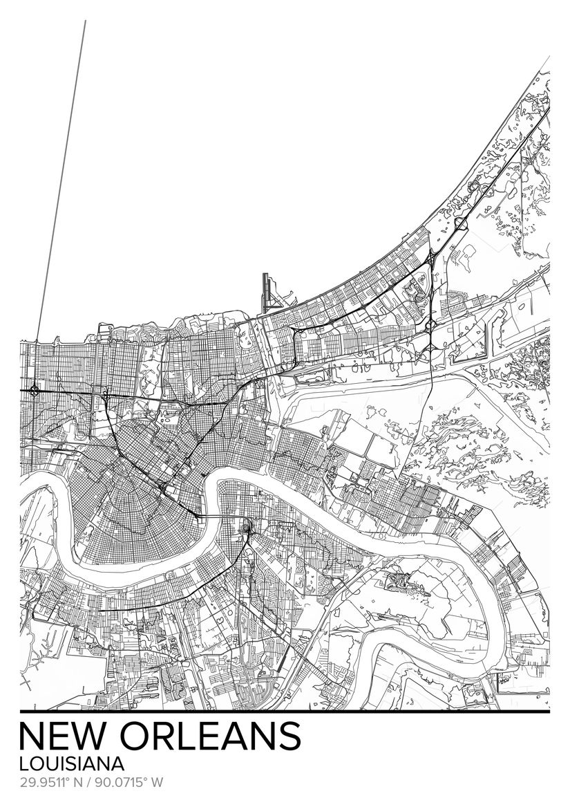 Map Of New Orleans Louisiana Wallpaper Mural Murals Your Way