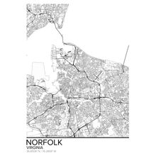 Map Of Norfolk, VA Wallpaper Mural