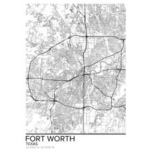Map Of Fort Worth Texas Wallpaper Mural