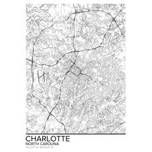 Map Of Charlotte, NC Wallpaper Mural