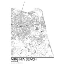 Map Of Virginia Beach, VA Wallpaper Mural