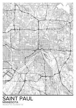 St Paul Minnesota City Street Map Black and White Series Mixed